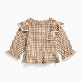 Gingham Frilled Blouse