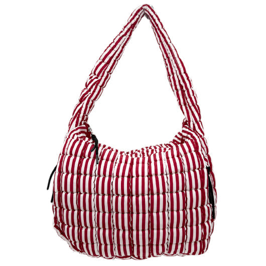 GZ-4171 Striped Puffer Quilted Handbag Red/White