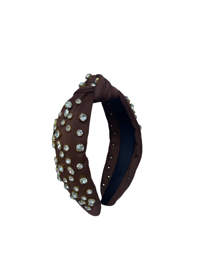 HB-9213 Clear Top Knot Headband Brown