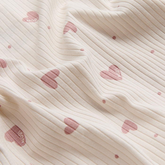 Hearts Ribbed Clever Zip Baby Pajamas