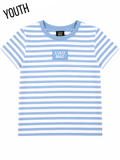 KD-MC-STRIPE MONO-TAG PATCH YOUTH BABY DOLL TOP-LIGHT BLUE
