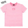 KD-MC-STRIPE MONO-TAG PATCH YOUTH BABY DOLL TOP-NEON PINK