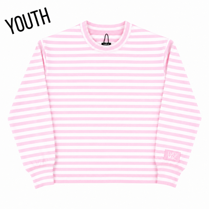 KD-MC-STRIPE MONO-TAG PATCH YOUTH LONG SLEEVE TOP-LIGHT PINK
