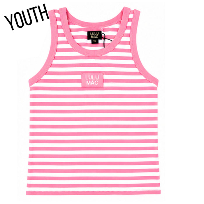 KD-MC-STRIPE MONO-TAG PATCH YOUTH TANK-NEON PINK