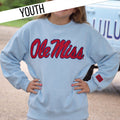 KD-OM-SW-2002 YOUTH OLE MISS LULU MAC SWEATSHIRT- LIGHT BLUE