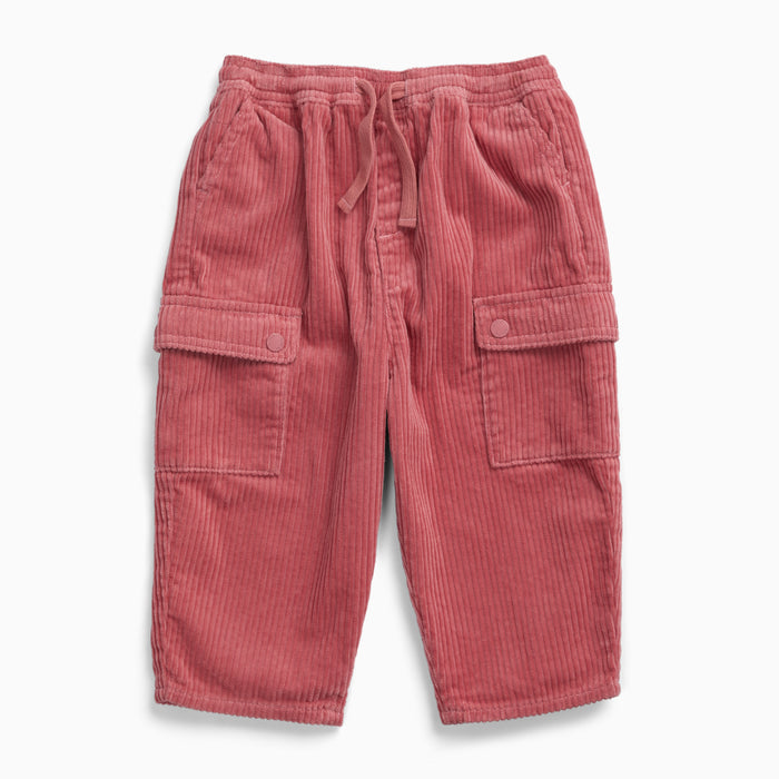 KIDLY by MORI Barrel Leg Cord Pants - Pink