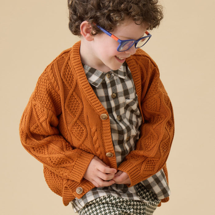 KIDLY by MORI Cable Knit Cardigan