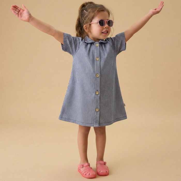 KIDLY by MORI Denim Striped Shirt Dress