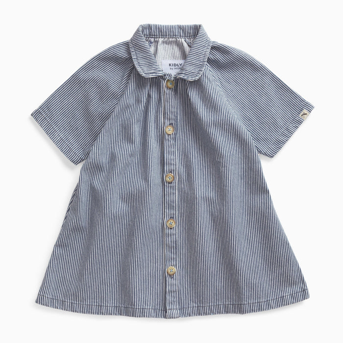 KIDLY by MORI Denim Striped Shirt Dress