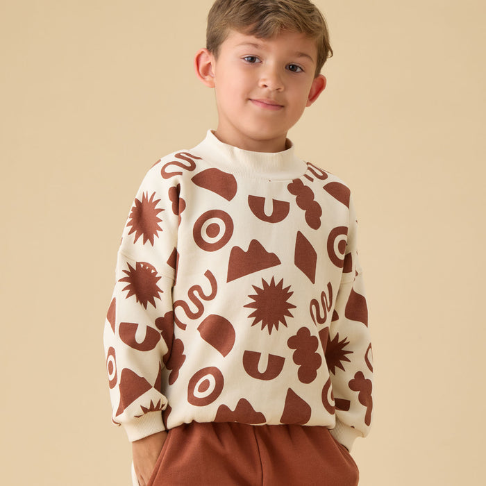 KIDLY by MORI Dropped Shoulder Sweater - Squiggle