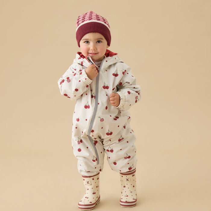 KIDLY by MORI Fleece Lined Puddle Suit - Cherry