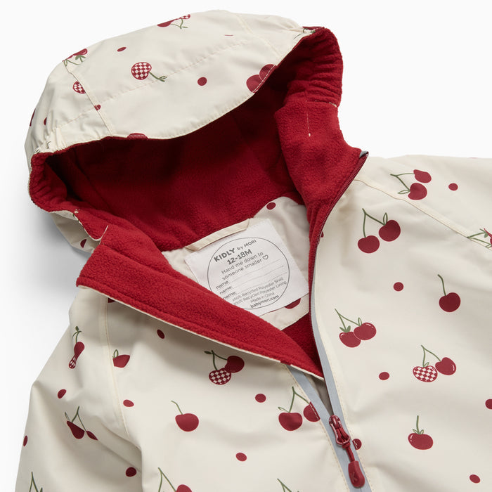KIDLY by MORI Fleece Lined Puddle Suit - Cherry