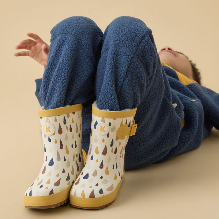 KIDLY by MORI Fleece Lined Rain Boots - Rain Drop