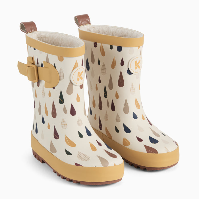 KIDLY by MORI Fleece Lined Rain Boots - Rain Drop