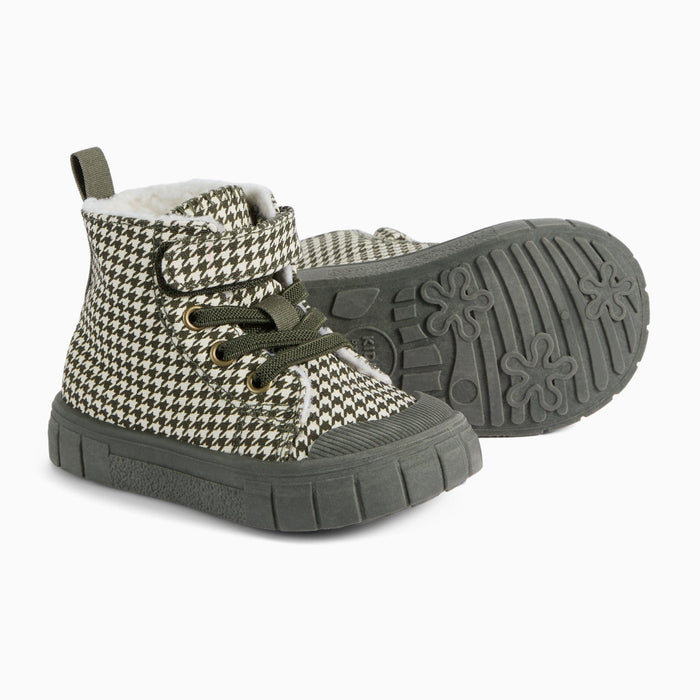 KIDLY by MORI High Top Sneakers - Khaki Houndstooth