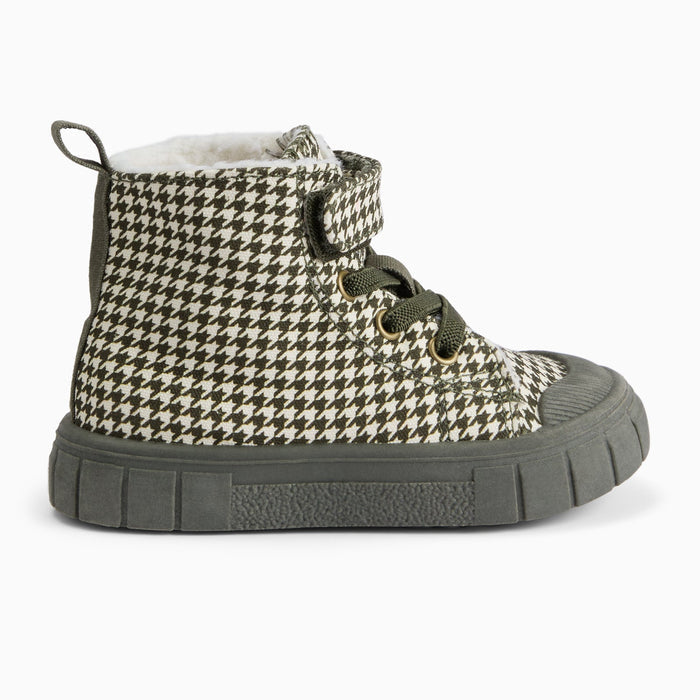 KIDLY by MORI High Top Sneakers - Khaki Houndstooth
