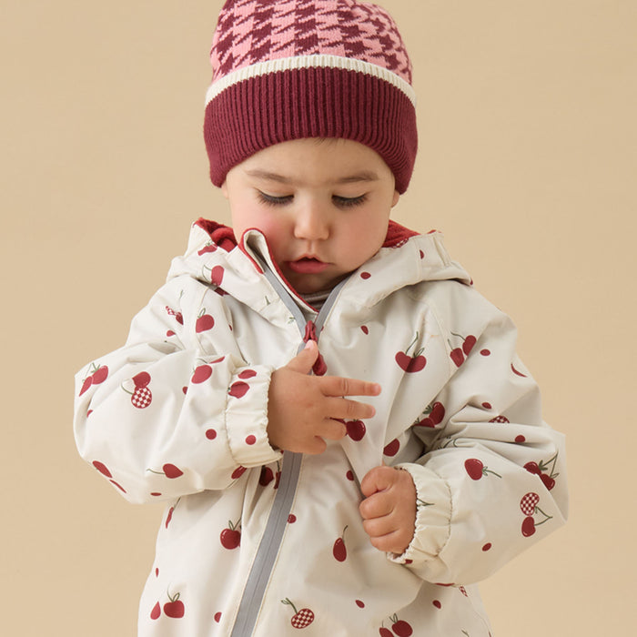 KIDLY by MORI Houndstooth Knitted Beanie - Pink