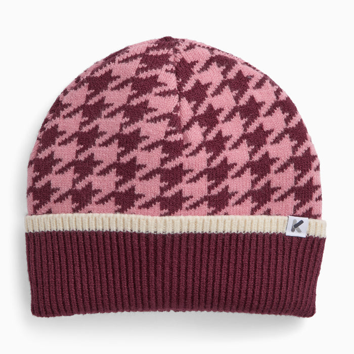 KIDLY by MORI Houndstooth Knitted Beanie - Pink