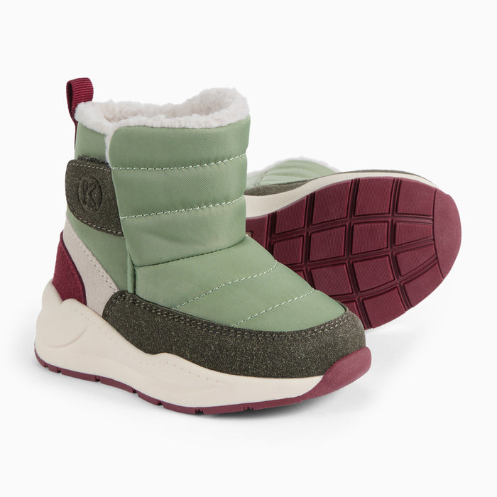 KIDLY by MORI Quilted Snow Boots - Sage