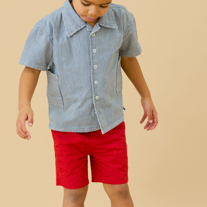 KIDLY by MORI Red Cotton Shorts