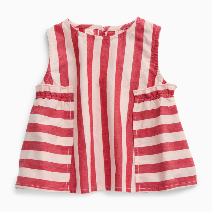 KIDLY by MORI Red Striped Cotton Top