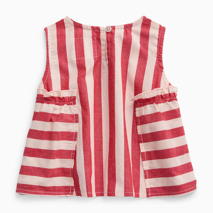 KIDLY by MORI Red Striped Cotton Top