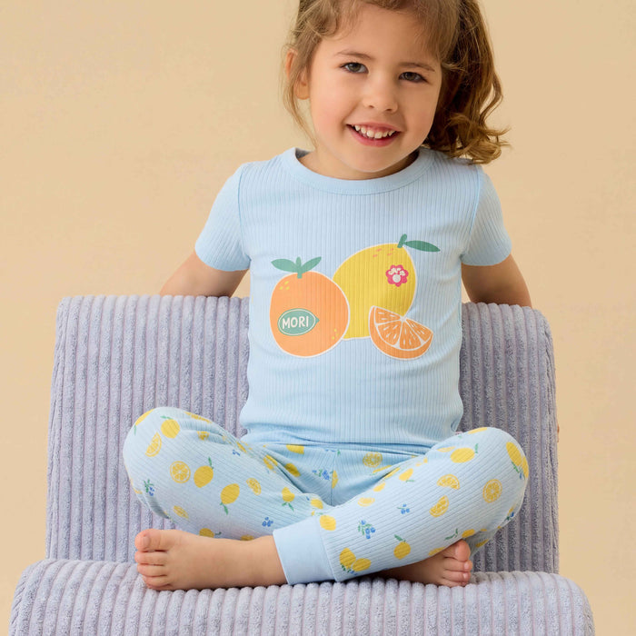Lemon Lullaby Short Sleeve Ribbed Pajama Set