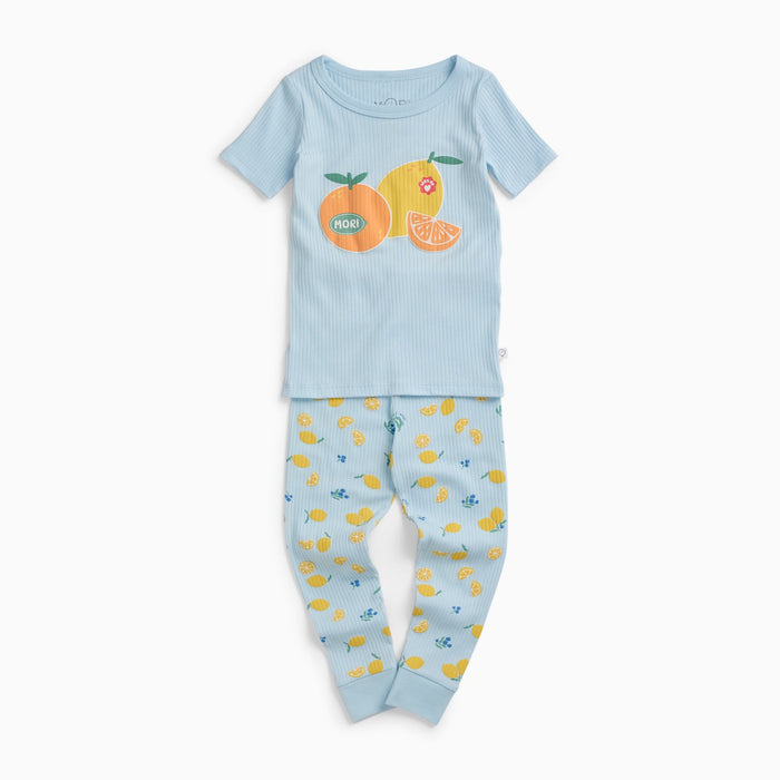 Lemon Lullaby Short Sleeve Ribbed Pajama Set