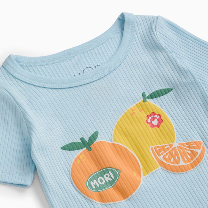 Lemon Lullaby Short Sleeve Ribbed Pajama Set