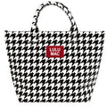 LM-BG-1003 TOTE BAG HOUNDSTOOTH W/ CRIMSON PATCH