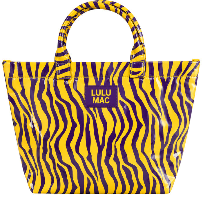 LM-BG-1003 TOTE BAG PURPLE/YELLOW TIGER STRIPE