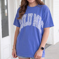 LM-CHK-1000 Checkered Adult Flo Blue Comfort Colors Tee