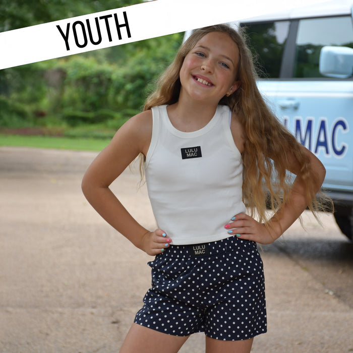 LM-KSH-1010 Navy Mini Polka Dot KIDS SHORT