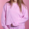 LM-MC-STRIPE MONO-TAG LONGSLEEVE TOP-NEON PINK