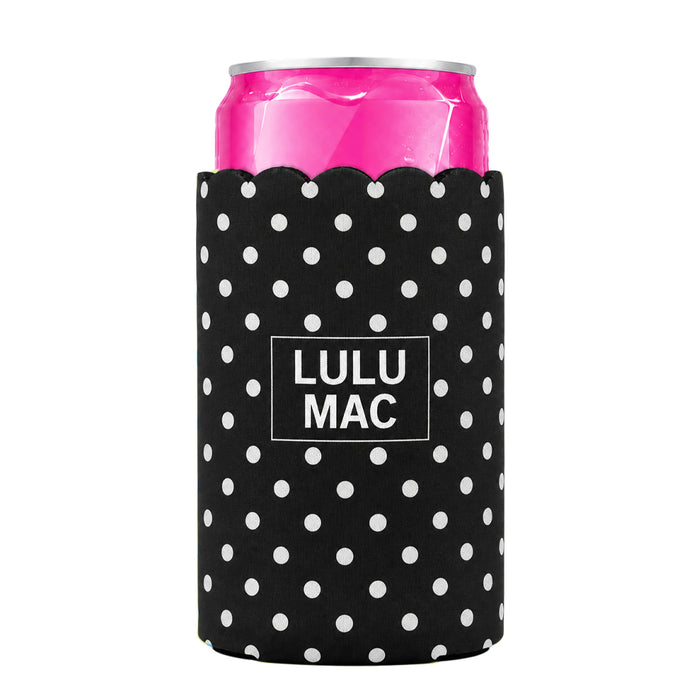LM-SKZ-1005 Slim Can Koozie Black/White Dot