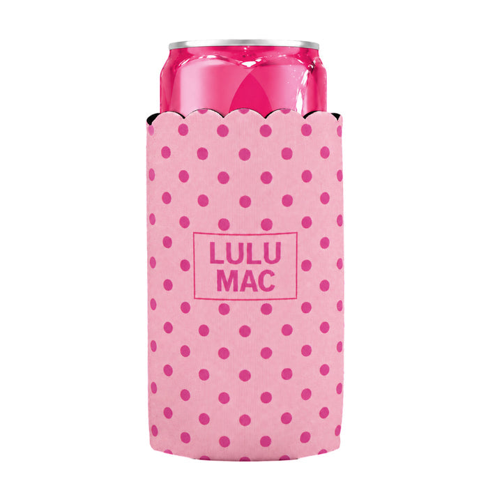 LM-SKZ-1005 Slim Can Koozie Pink/Hot Pink Dot