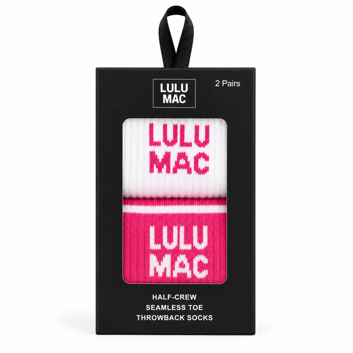 LM-SO-1000 Lulu Mac Socks 2 Pair Box-  HOT PINK/HOT PINK