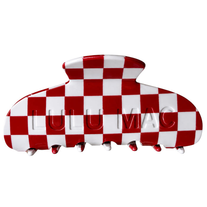 LULU MAC HAIR CLIPS LM-HR-1002 Checkered Crimson/White