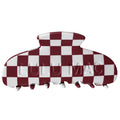 LULU MAC HAIR CLIPS LM-HR-1002 Checkered Maroon/White