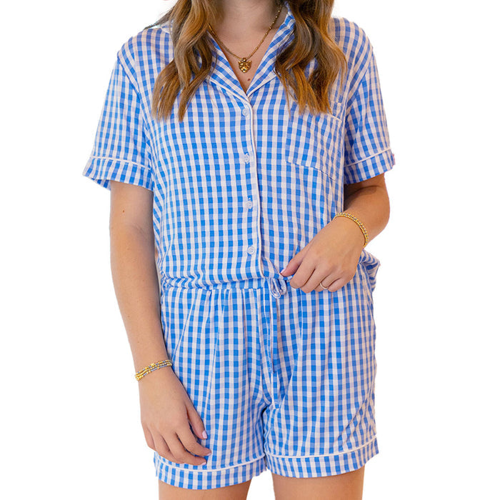 Lulu Mac PJ's- LM-PJ-1000 BLUE GINGHAM