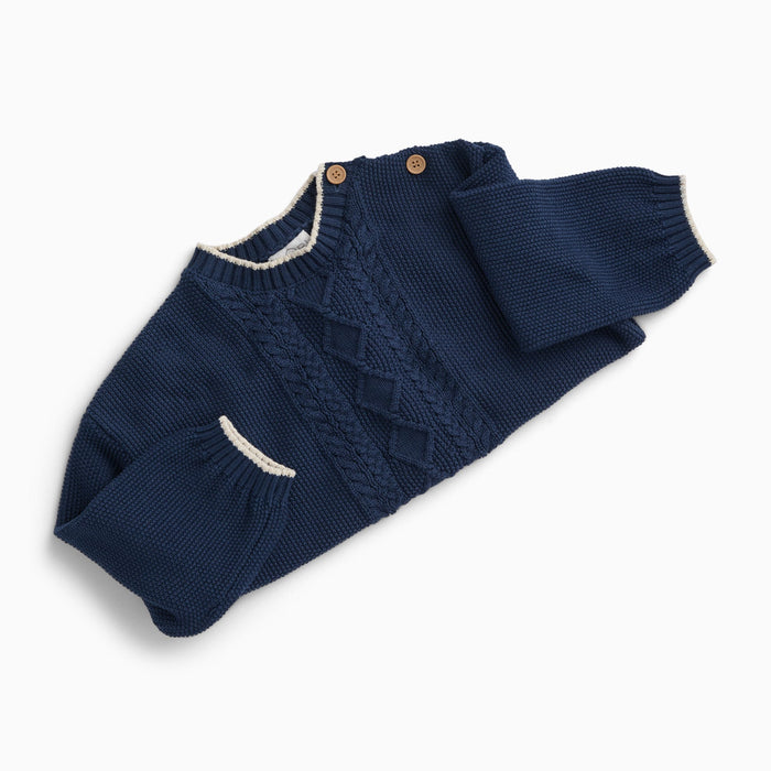 Navy Cable Knitted Sweater
