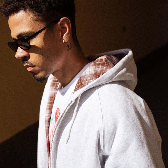 Plaid Lined Zip-Thru Hood