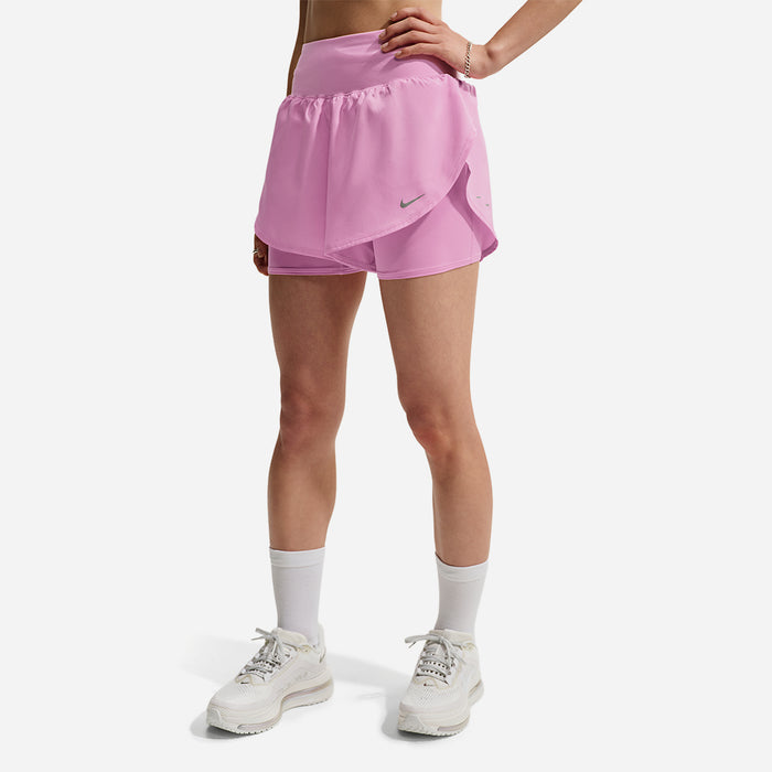 Quần Ngắn Thể Thao Nữ Nike Flow Dri-Fit High-Waisted 2-In-1 - Hồng - Supersports Vietnam