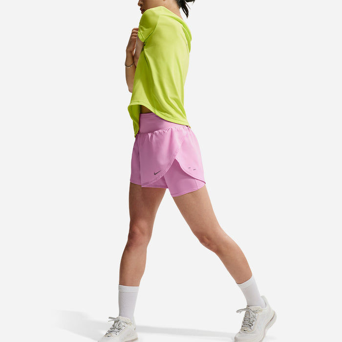 Quần Ngắn Thể Thao Nữ Nike Flow Dri-Fit High-Waisted 2-In-1 - Hồng - Supersports Vietnam
