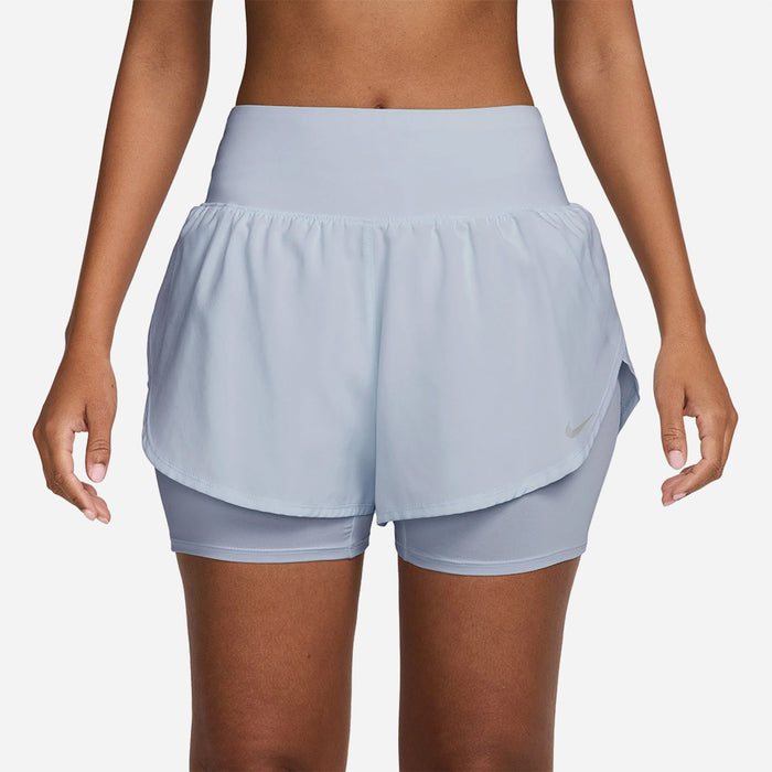 Quần Ngắn Thể Thao Nữ Nike Flow Dri-Fit High-Waisted 2-In-1 Running - Xanh Dương - Supersports Vietnam