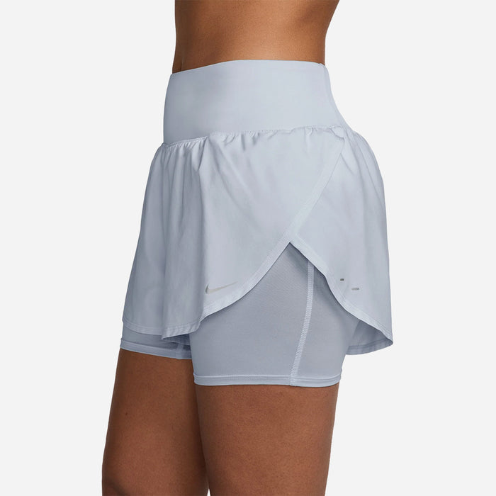 Quần Ngắn Thể Thao Nữ Nike Flow Dri-Fit High-Waisted 2-In-1 Running - Xanh Dương - Supersports Vietnam
