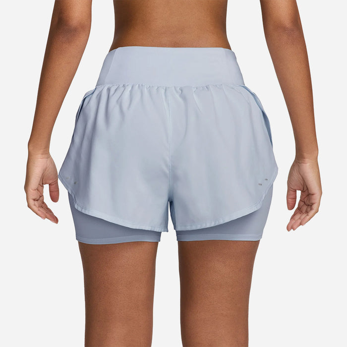 Quần Ngắn Thể Thao Nữ Nike Flow Dri-Fit High-Waisted 2-In-1 Running - Xanh Dương - Supersports Vietnam
