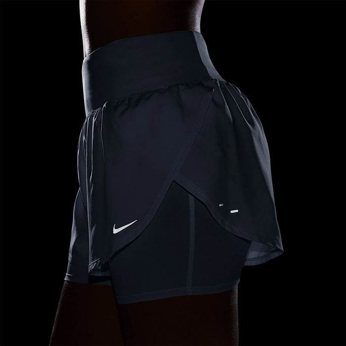 Quần Ngắn Thể Thao Nữ Nike Flow Dri-Fit High-Waisted 2-In-1 Running - Xanh Dương - Supersports Vietnam