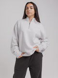 Quarter Zip in White Marle