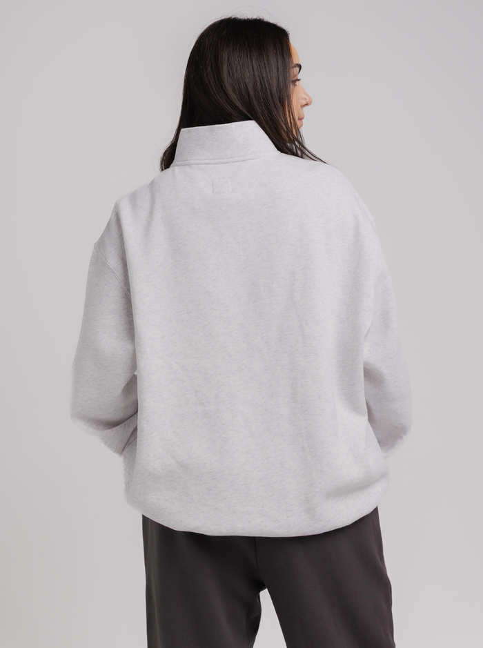 Quarter Zip in White Marle